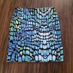 XL womens Worthington A-line skirt Abstract disco croc mythical jungle print